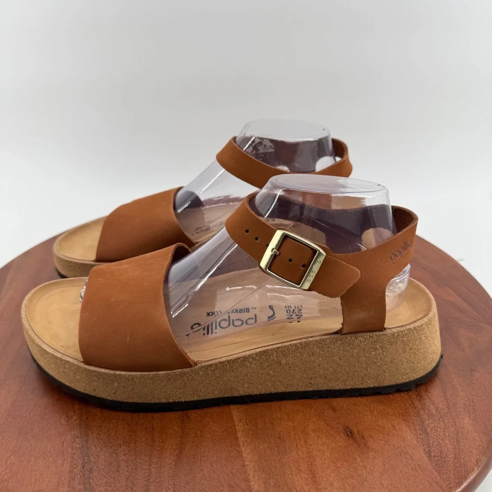 Papillio Birkenstock Glenda Sandals Womens Pecan Brown Nubuck Platform 42 L11 M9